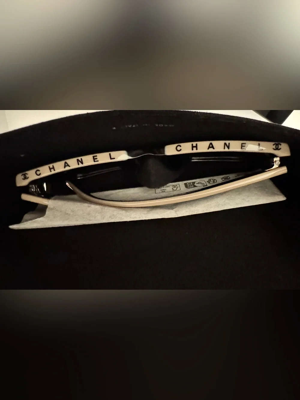 CHANEL Black & Beige Sunglasses - LOW BRIDGE FIT
